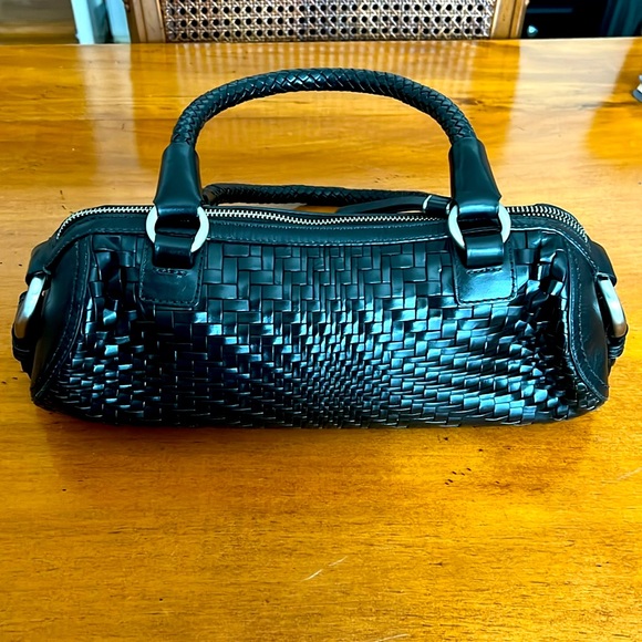 Cole Haan Handbags - *HP* COLE HAAN Genevieve Black Leather Woven Barrel Bag